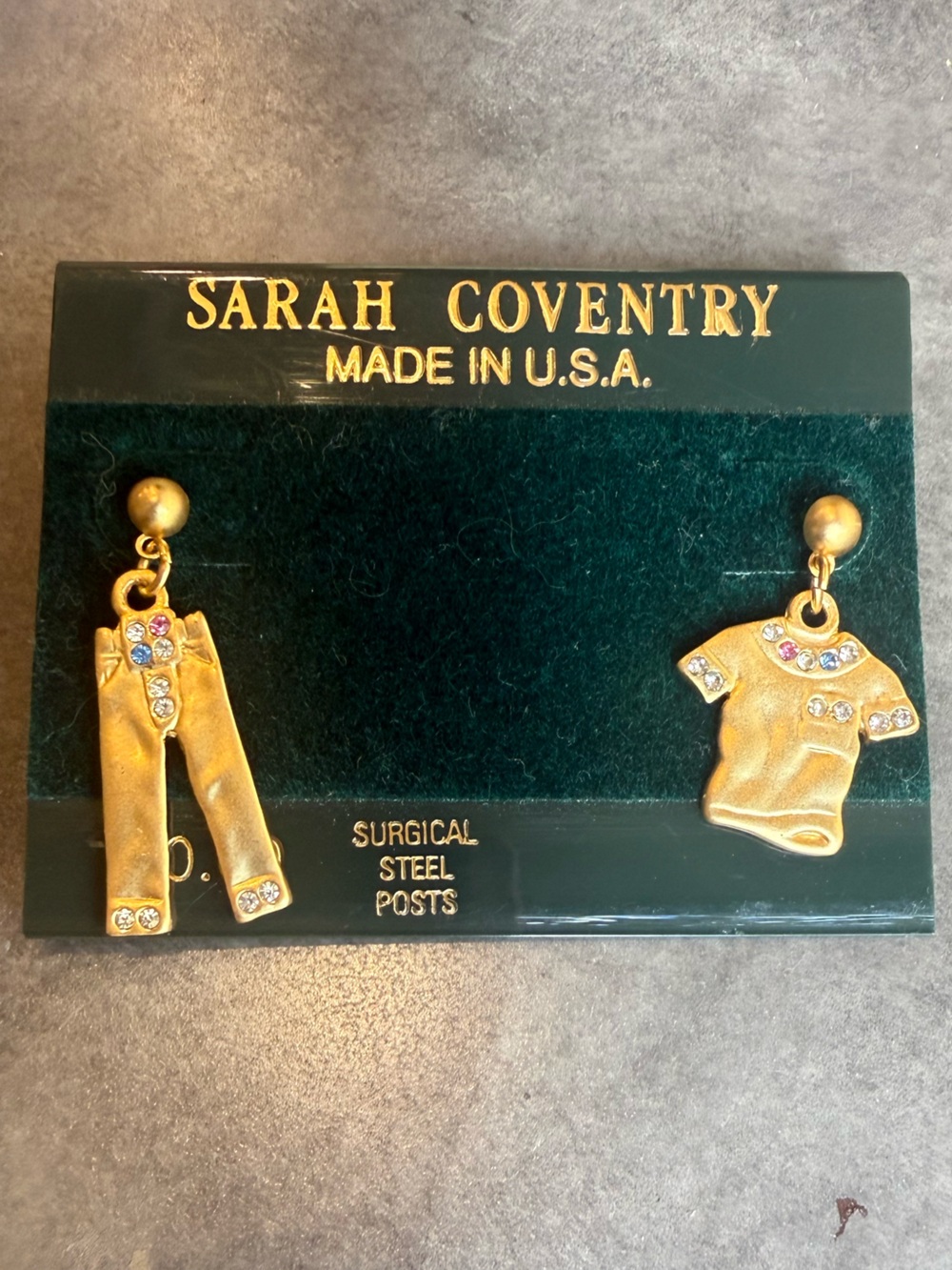 Sarah Coventry Gold Tone Rhinestone Drop Earrings